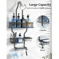 thumbnail image 2 of Shower Caddy Hanging - Never Rust Shower Organizer - Aluminum over The shower head caddy with 10 Hooks for Razor/Sponge - Shower Rack with Soap Basket - Silver, 2 of 16