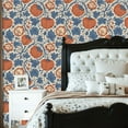 thumbnail image 2 of Peel and Stick Wallpaper 23.6in x 9.8ft Pumpkin Floral Vine Rustic Blue Orange Contact Paper Vinyl Self-Adhesive Removable Wall Paper for Bedroom Nursery Bathroom Renter Friendly, 2 of 8