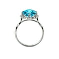 thumbnail image 4 of 14K White Gold 3.25 ctw Blue Topaz Ring with Diamonds Flower Leaves Halo, 4 of 7