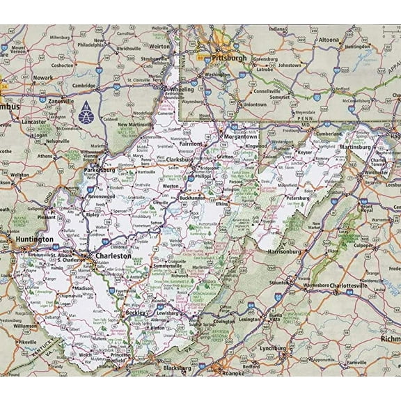 Iconic Arts Laminated 27x24 Poster: Road Map - Highway Map of West Virginia Virginia Map