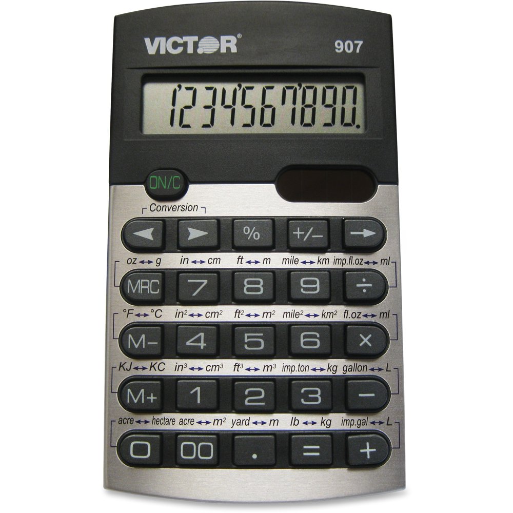 Victor Calculator 10Digit 25/8"X41/2"X3/8" Black/Silver 907