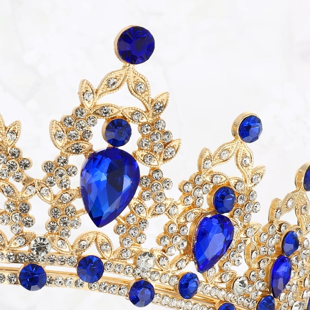 Gold-Tone Tiara with Royal Blue Gemstones - Women\'s Hair Tiara Tiara With Blue Stones - Etsy main image 3