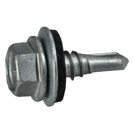 

#14 x 3/4 Silver Hex Self-Drilling Screws with Sealing Washers (100 pcs.)