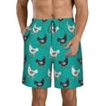 thumbnail image 2 of Uemuo Funny Chicken Pattern Men's Swim Trunks Hawaiian Beach Bathing Suit Swimsuits Beach Quick-Dry Shorts with Pockets-Small, 2 of 9