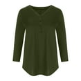 thumbnail image 4 of Besolor 3/4 Sleeve Shirts for Women Trendy V Neck Button Spring Tunic Tops Casual Solid Color Going out Blouse Tee, 4 of 5