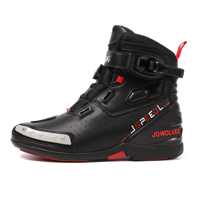 JG WOLVES - Summer Motorcycle Riding Boots - Breathable & Protective Gear for Men & Women - Road Racing & Commuting Shoes,Black,42