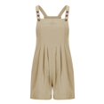 thumbnail image 3 of JFGHDG Linen Jumpsuits for Women Summer Casual Loose Sleeveless Overalls Fashion Beach Vacation Shorts Rompers with Pockets Beige M, 3 of 3