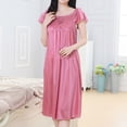 thumbnail image 2 of Levmjia Women Sleepshirt Short Sleeve Ice Silk Nightgown Loose Comfortable Bow Fold Casual Sleepwear Summer Home Dress Soft Breathable Sexy Elegant, 2 of 2