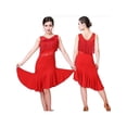 thumbnail image 2 of Topumt Women Performance Lace Vest V-neck Fringed Latin Dance Skirt, 2 of 3