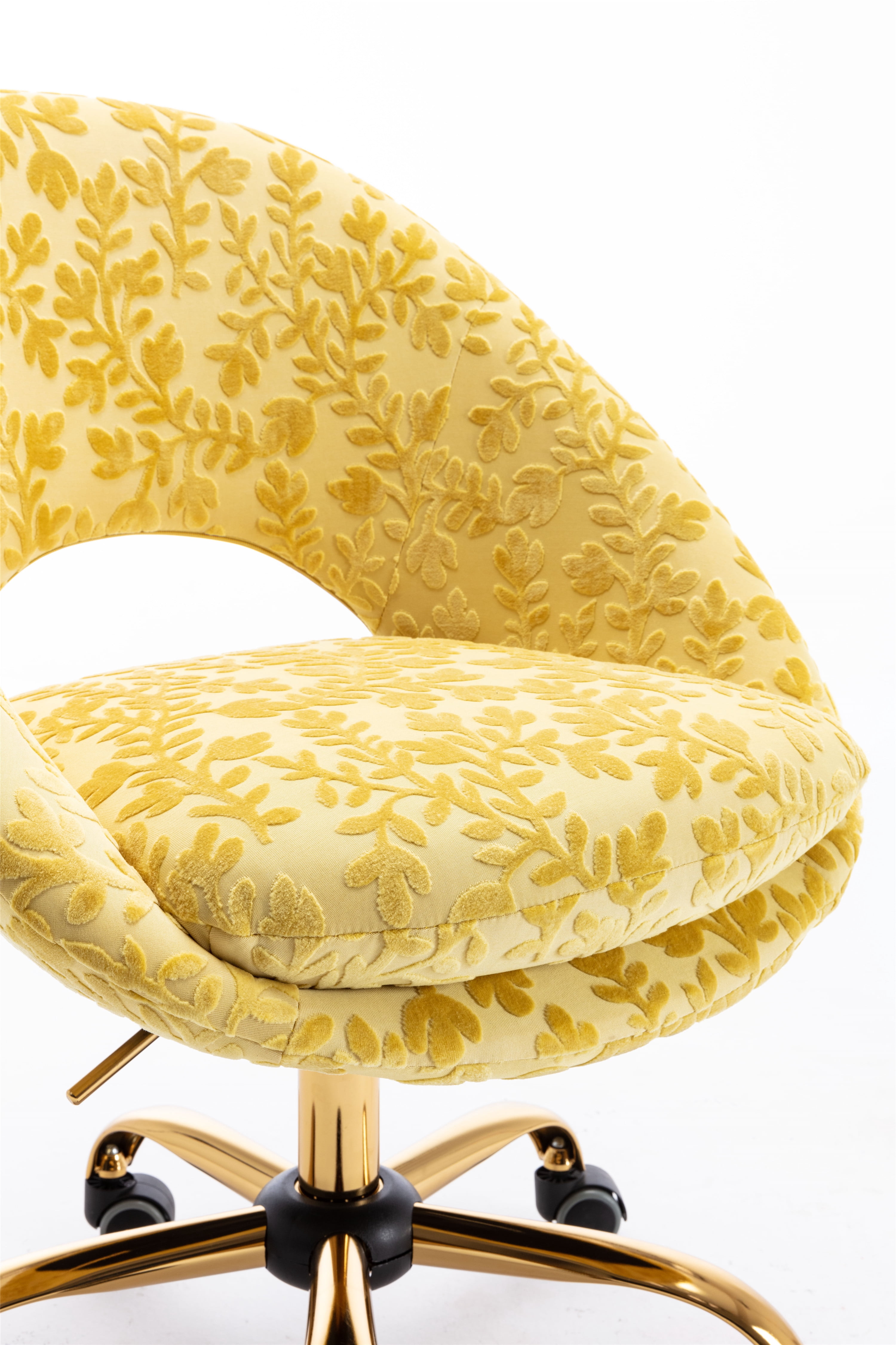Vanity Upholstered Chair, Bedroom Chair, Swivel office Chair for Living Room/Bed Room, Modern Leisure Office 360° Swivel Height Adjustable Chair, Small Desk Chair Yellow