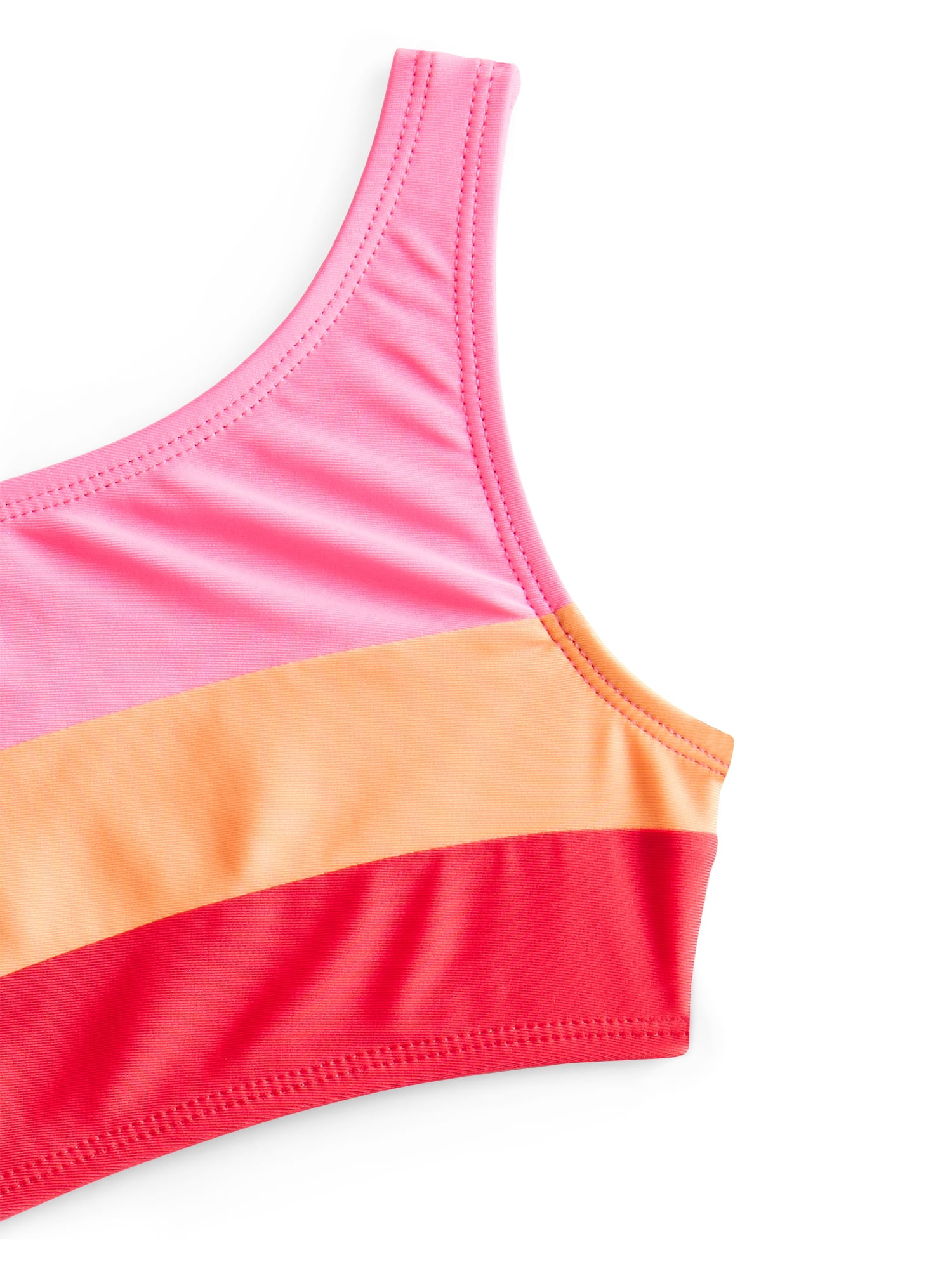 Wonder Nation Girl's Asymmetrical Cut Out One Piece Swimsuit, Sizes 4-18