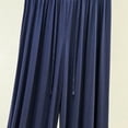 thumbnail image 5 of Oiangi Womens Plus Size Flowy Palazzo Pants High Waist Stretch Drawstring Trousers Soft Solid Color Wide Leg Pant Navy XL, 5 of 5