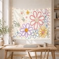 thumbnail image 5 of Large Stylized Floral Collection in a Playful Composition, Cheerful Boho Art for Flower Lovers, Botanical Wall Decor, Mother's Day Gift, Tapestry Wall Hanging for Bedroom, Living Room and Nursery, 5 of 6