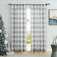 thumbnail image 7 of Bohogeo Gray Buffalo Checkered Sheer Kitchen Curtain, Farmhouse Plaid Rod Pocket Window Drapery 108 Inch Length for Bedroom Living Room, 2 Panels, 38"x108", 7 of 7