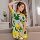 thumbnail image 3 of Fotbe Lemon Seamless Pattern Oil Painting Effect Bata de Dormir para Mujer con Estampado, Camisón de Algodón de Manga Corta, Ropa de Dormir Casual, 3 of 6