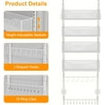thumbnail image 4 of Over the Door Organizer, 2 in 1 Metal Hanging Closet Organizer & Hat Rack with 4 Adjustable Baskets, 8 Hooks, 10 Clips, Behind The Door Storage for Bedroom, Bathroom, Entrance, Closet, Kitchen, White, 4 of 7