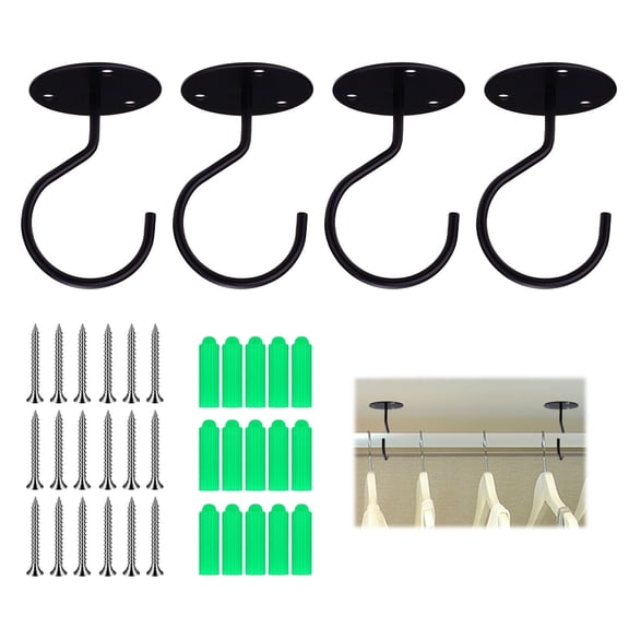 Sekonow Closet Rod Bracket, 1.5 Inch Heavy Duty Metal Closet Rod Holders with Screws Closet Rod Support for Wardrobe Shelf Closet Pole, Ceiling Curtain Rod, 4 Pack