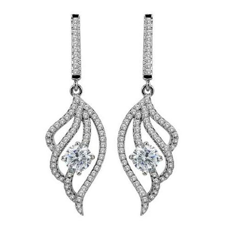 2.68 Ct Round Natural I/J Diamond 925 Sterling Silver leaf Shape Earrings