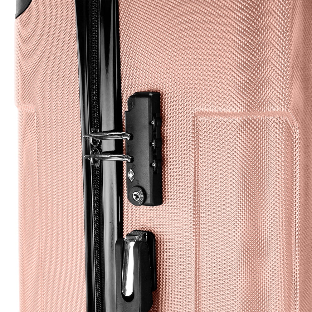 3 Piece Set, Suitcase Spinner Luggage Sets ABS Trolley Case Lightweight Durable Suitcase Double Wheels Suitcase Carry-On Luggage Suitcases TSA Lock 20/24/28 Inch (Rose Gold)