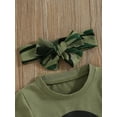 thumbnail image 4 of Bagilaanoe 3pcs Toddler Baby Girl Shorts Set Short Sleeve Letter Print T Shirt Tops + Camouflage Shorts + Headband 3M 6M 12M 18M 24M 3T 4T 5T Kids Casual Summer Clothes, 4 of 8