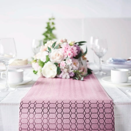 

Efavormart 9Ft Glitter Paper Table Runner Roll Disposable Table Runner with Geometric Honeycomb Design - Rose Gold - Blush for Morden Stylish Wedding Party Holiday Celebration Table Setting