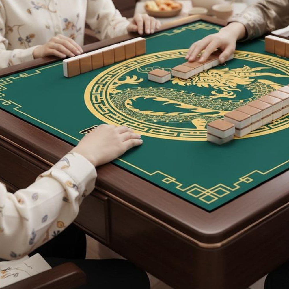 Slccxzc Chinese Style Mahjong Mat, Anti Slip and Noise Reduction Mahjong Table Cover Portable Game Mat for Mahjong, Poker, Card, Board & Tile Games