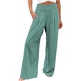 thumbnail image 2 of Palazzo Pants for Women 2026 Spring Summer Loose Fit Smocked High Waisted Wide Leg Flowy Boho Beach Pants with Pockets, 2 of 6