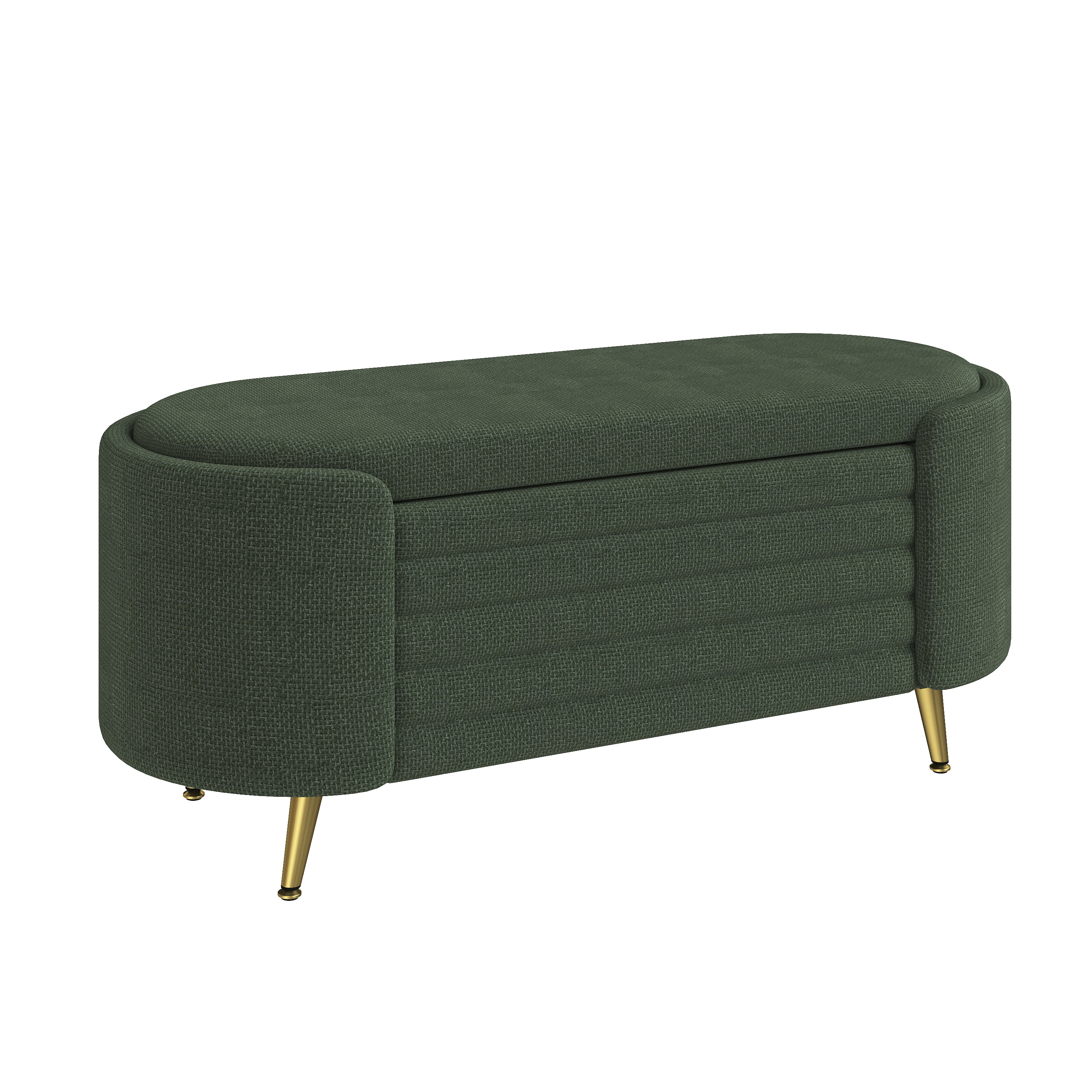 Euroco Modern Storage Ottoman Upholstered Storage Bench End of Bed Bench Entryway Shoe Bench for Living Room, Bedroom and Entryway, Green