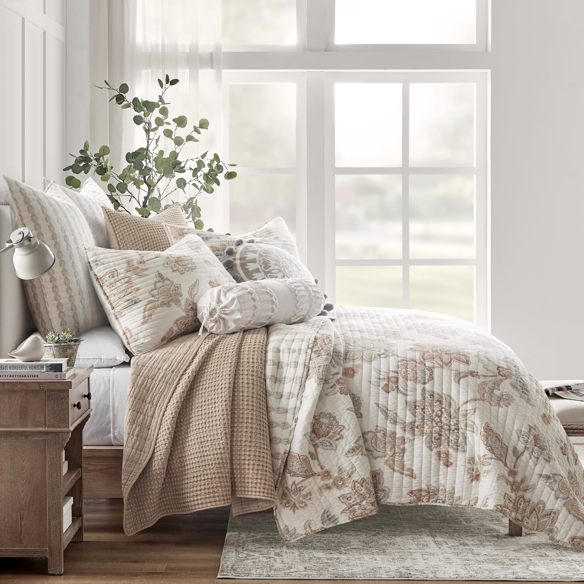 Levtex Home - Mills Waffle - King/Cal King Quilt Set - Blush Cotton Waffle - Quilt Size (106 x 92in.), Sham Size (36 x 20in.)