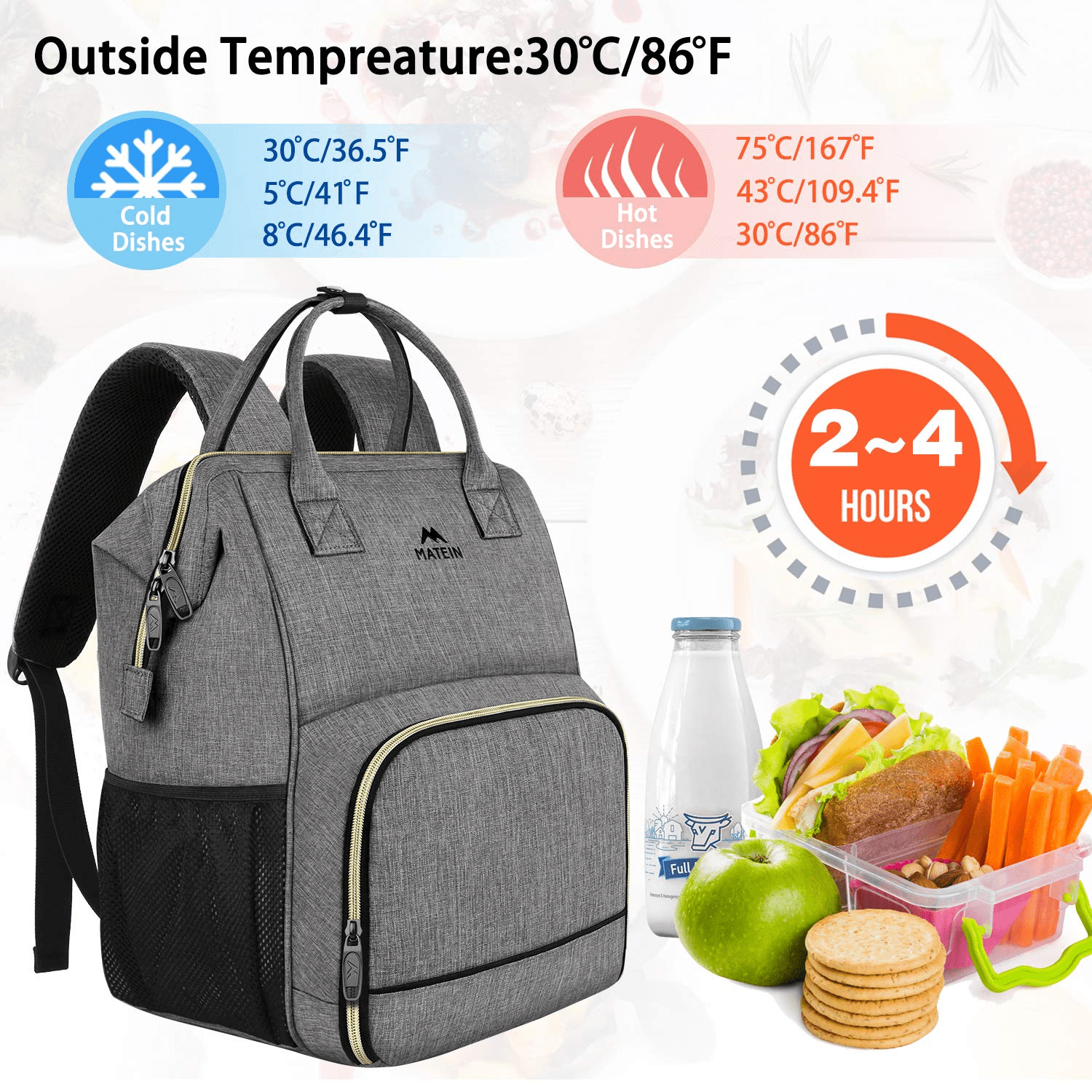 Lunch Backpack for Women Insulated Cooler Lunch Box Laptop Backpacks Leakproof Water Resistant College School Bookbag for Women Girls Daily Work Travel fit 15.6 Inch Laptop Black 