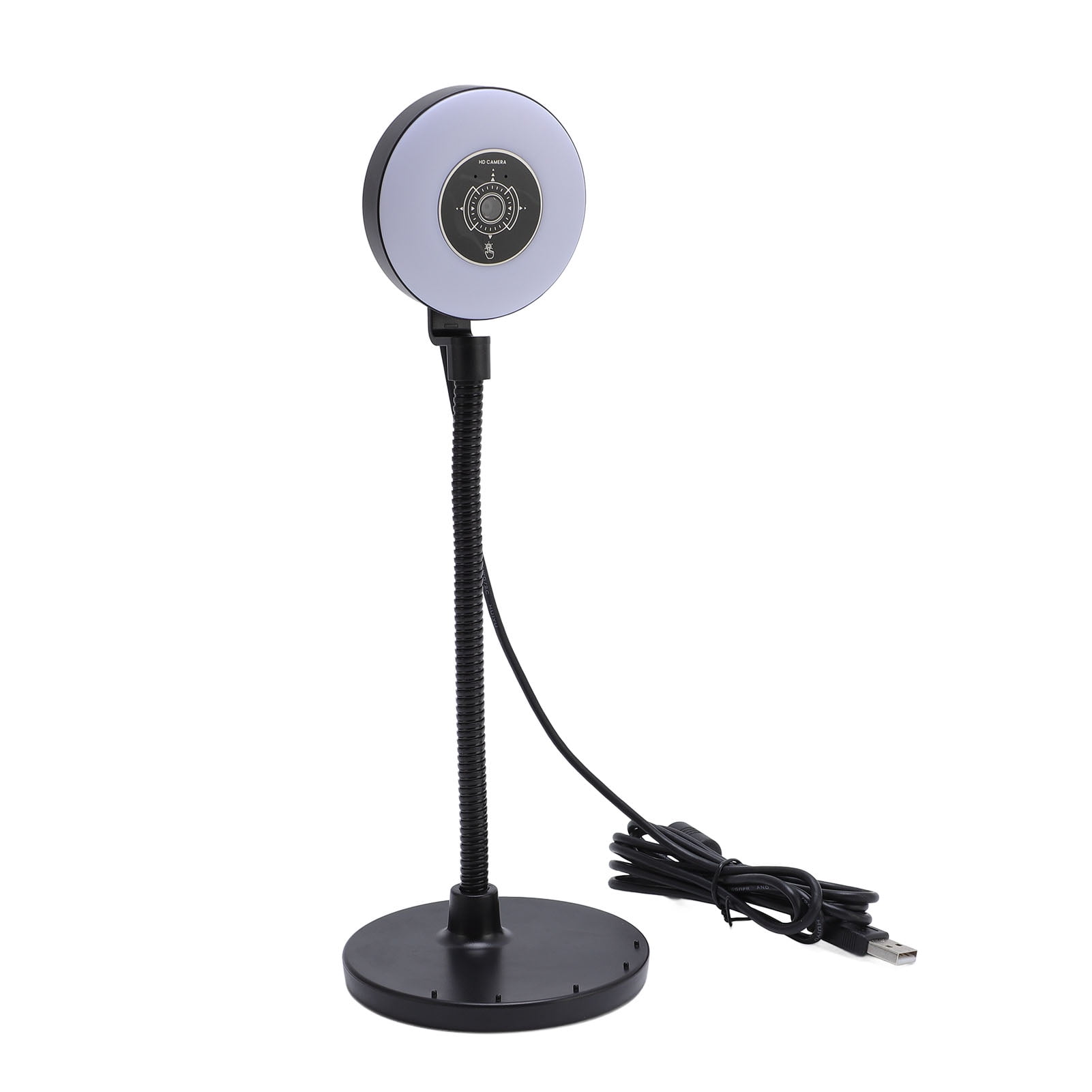 Webcam with Fill Light, Bendable Rod 5MP AF Touch Control Auto Focus Built in Mic Webcam with Light  for Online Learning