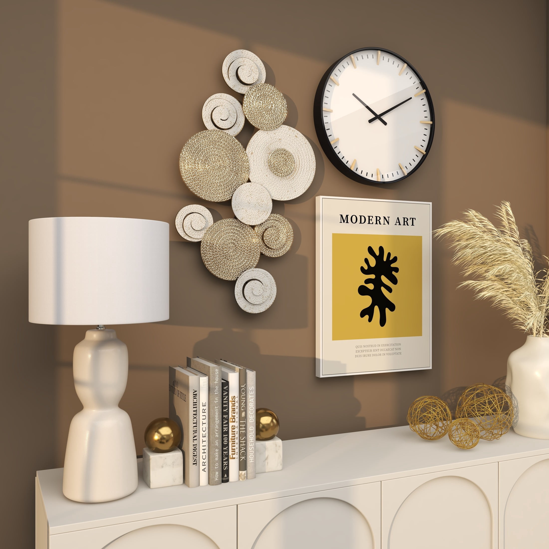 CosmoLiving by Cosmopolitan Gold Metal Spiral Plate Wall Decor with Gold Accents