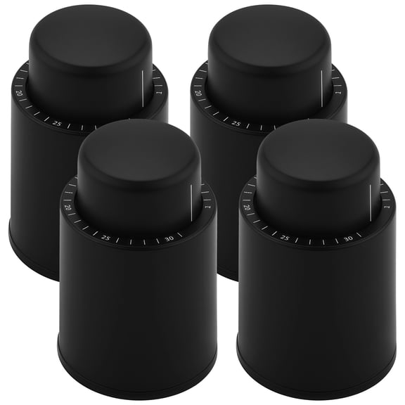 4 Pcs Vacuum Wine Stopper Set, Reusable Wine Preserver with Time Scale, Pump Design for Easy Use, ABS Shell & Silicone Seal, Anti-Leaking Wine Bottle Plug for Red Wine, Champagne