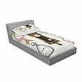thumbnail image 3 of Clock Bedding Set with Sheet & Covers, Vintage Styled Clocks Arrangement Old Fashioned Pattern in Antique Theme Design, Printed Bedroom Decor 2 Shams, 4 Sizes, Umber and Beige, by Ambesonne, 3 of 3