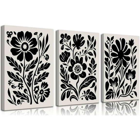 3pcs Colorfully Sunflowers Canvas Wall Art Watercolor Wildflowers Poster Prints Botanical Flowers Wall Decor Pictures for Living Room Bedroom Girl Room Paintings Artwork Decoration Unframed