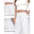 thumbnail image 3 of Womens Dress Pants Wide Leg Pull On Stretchy Work Pants Women High Waisted Business Casual Trousers with Pockets, 3 of 10
