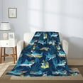 thumbnail image 2 of Throw Blanket for Couch Sofa and Bed, Cartoon Surfer Sharks Super Soft Plush Throw Blanket, Fuzzy Cuteness Comfy Warm Washable Flannel Blanket & Throws for All Season 60"x50", 2 of 5