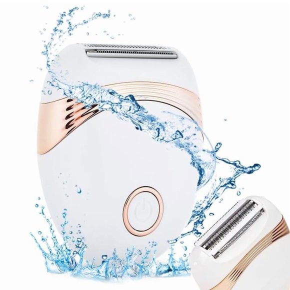 Afeitadora eléctrica para mujer, depilación facial, afeitadora eléctrica en seco y húmedo, recortadora de bikini para brazos, piernas, rostro y axilas (blanca)