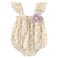 thumbnail image 1 of Gibobby Pañalero de algodón de niña recién nacida con mangas voladoras, arnés Floral con cuello Halter, mono exterior, mono, ropa(Morado, 12-18 Meses), 1 of 5