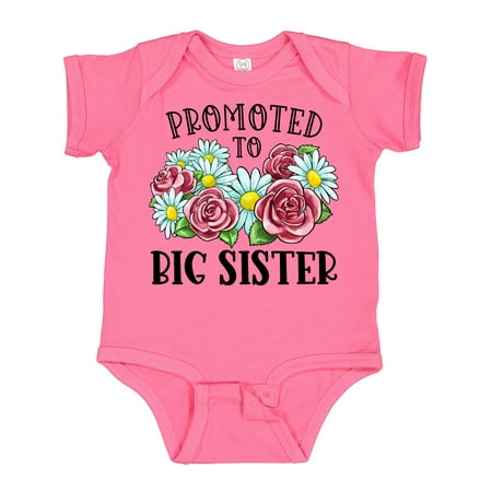

Inktastic Promoted to Big Sister with Flowers Gift Baby Girl Bodysuit