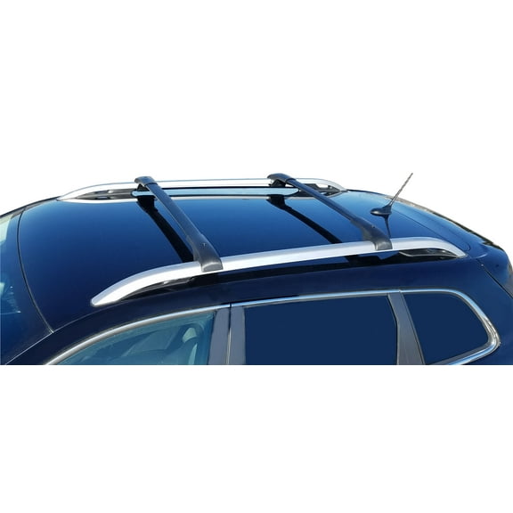 BRIGHTLINES Aero Roof Rack Cross Bars Compatible with Jeep Cherokee 2014-2023 for Kayak Luggage Ski Bike Carrier, a Set of 2pcs, Black Aluminum Top Cargo Rack