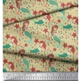 thumbnail image 3 of Soimoi Polyester Crepe Fabric Mermaid & Starfish Ocean Print Fabric by Yard 42 Inch Wide, 3 of 3