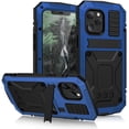 thumbnail image 1 of Compatible with iPhone 12 Pro Max Metal Case with Screen Protector Military Rugged Heavy Duty Shockproof Case with Stand Full Cover Tough case for iPhone 12 Pro Max 6.7inch (Blue), 1 of 8
