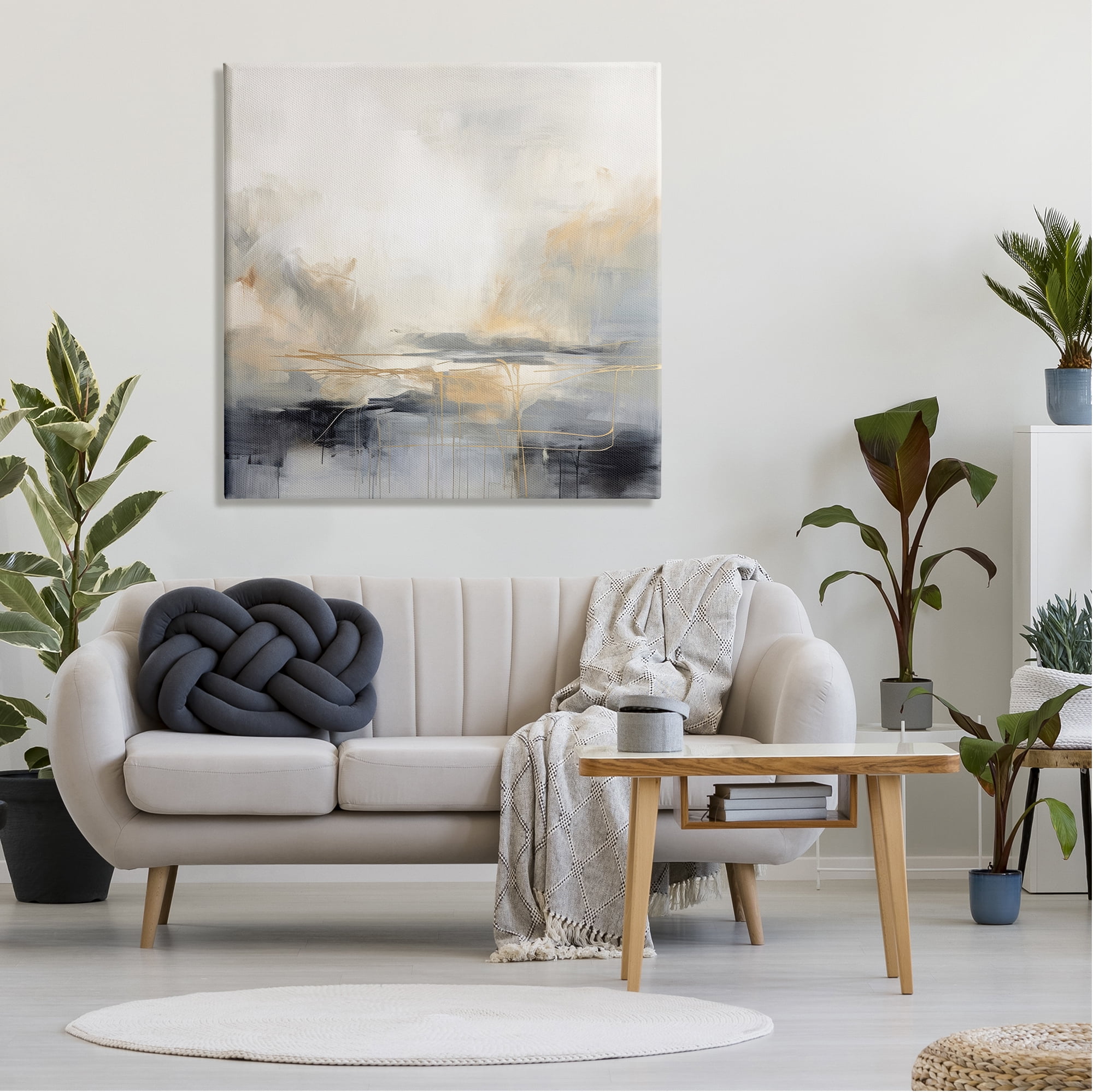 Stupell Industries Grey & Glam Landscape Abstract Painting Gallery Wrapped Canvas Art Print Wall Art, 36 x 36
