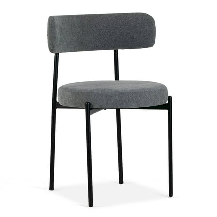 Glamour Home Set of 2 Avrom Gray Boucle Dining Chair with Black Metal Legs