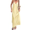 thumbnail image 2 of Women's Sleeveless Pockets Maxi Strappy Neck Flowy Loose Long Sundress Dress for Casual Beach Yellow XXL, 2 of 7