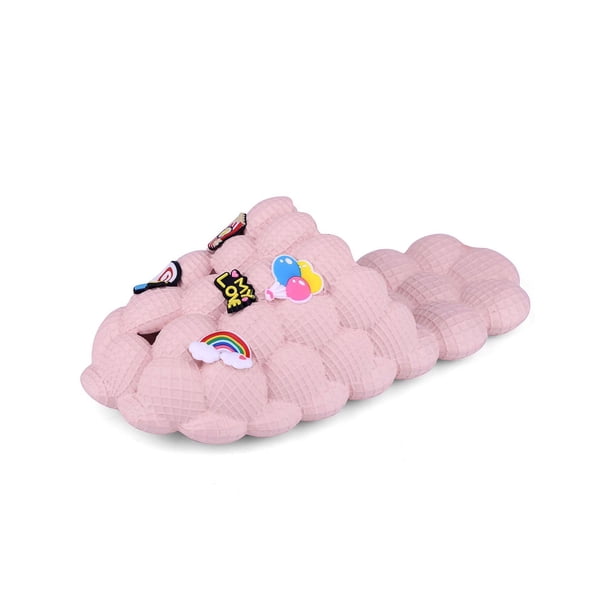 Bubble Slides Cushioned Funny Bubble Slippers with Charms Unisex Cloud Slide Sandals Non-slip Spa Massage House Slippers