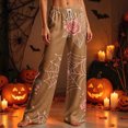 thumbnail image 2 of Edvintorg Loose Pants for Women Halloween Printed Elastic Waisted Casual Lounge Trouser Lightweight Wide Leg Soft Pant with Drawstring Womans Clothes Khaki S-2XL, 2 of 8
