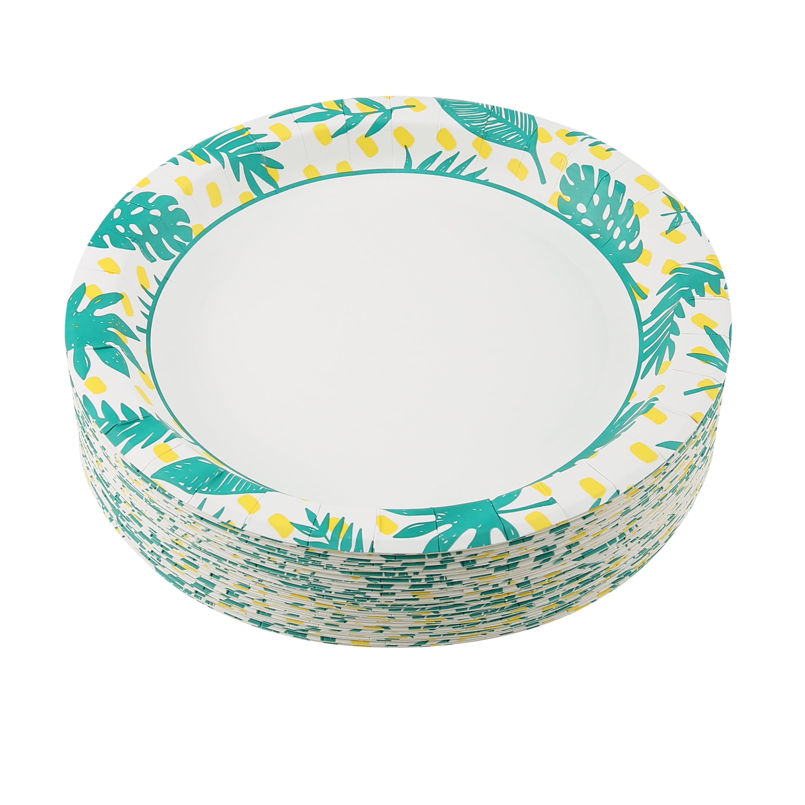 Glad Everyday 10" Round Paper Plates Palm Leaves, 2 pack of 50 plates