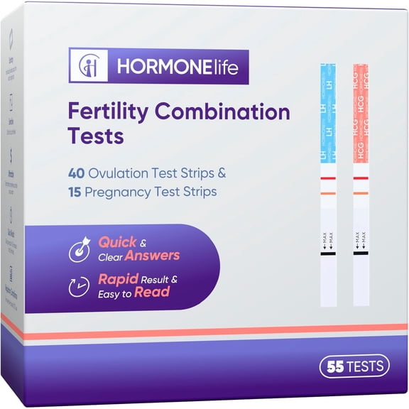 HORMONElife Fertility Test Kit, 40 Ovulation LH Strips and 15 Pregnancy HCG Tests, Reliable Home Tracking, 55 Count